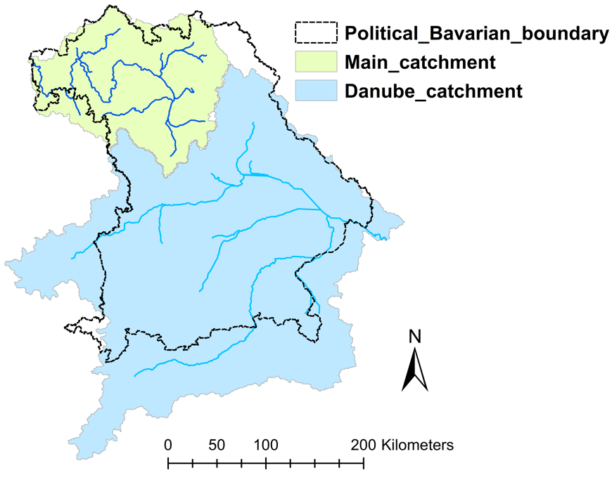 Bavaria and its most important hydrological catchments
